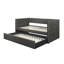 Lit de jour simple avec couchette, tissu gris foncé