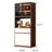 31.5" Narrow Sideboard Cabinet, Walnut Tone Eco Wood Coffee Bar Cabinet, Tall Storage Cabinet with Tempered Glass Doors for Living Room & Kitchen Home Storage
