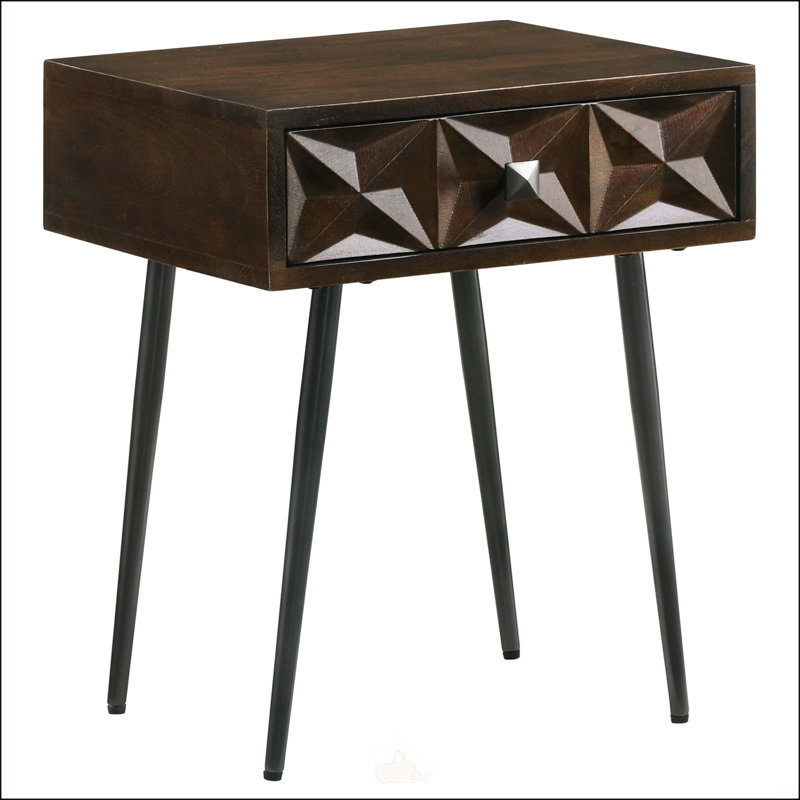 Élégante table d'appoint rectangulaire à 1 tiroir brun café, parfaite pour un décor moderne et traditionnel avec beaucoup de rangement.