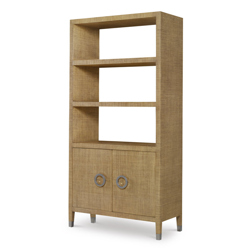 Caribe Solid Wood Etagere Bookcase, Sand