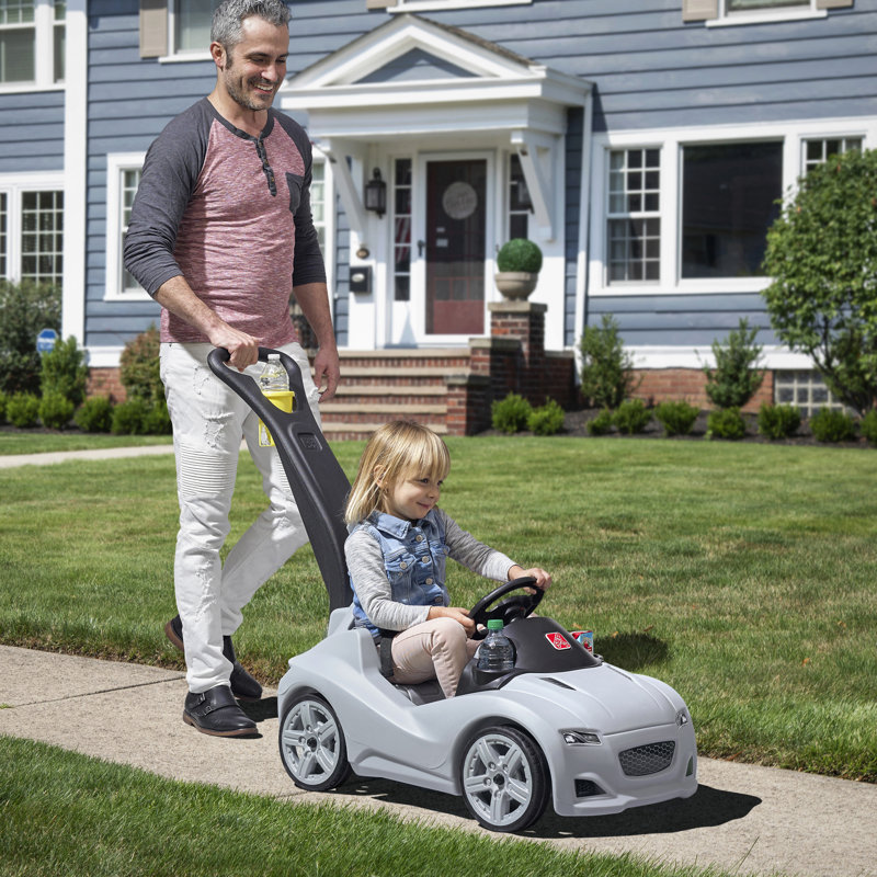 Gray All-Terrain Push Ride-On Car with Seat Belt