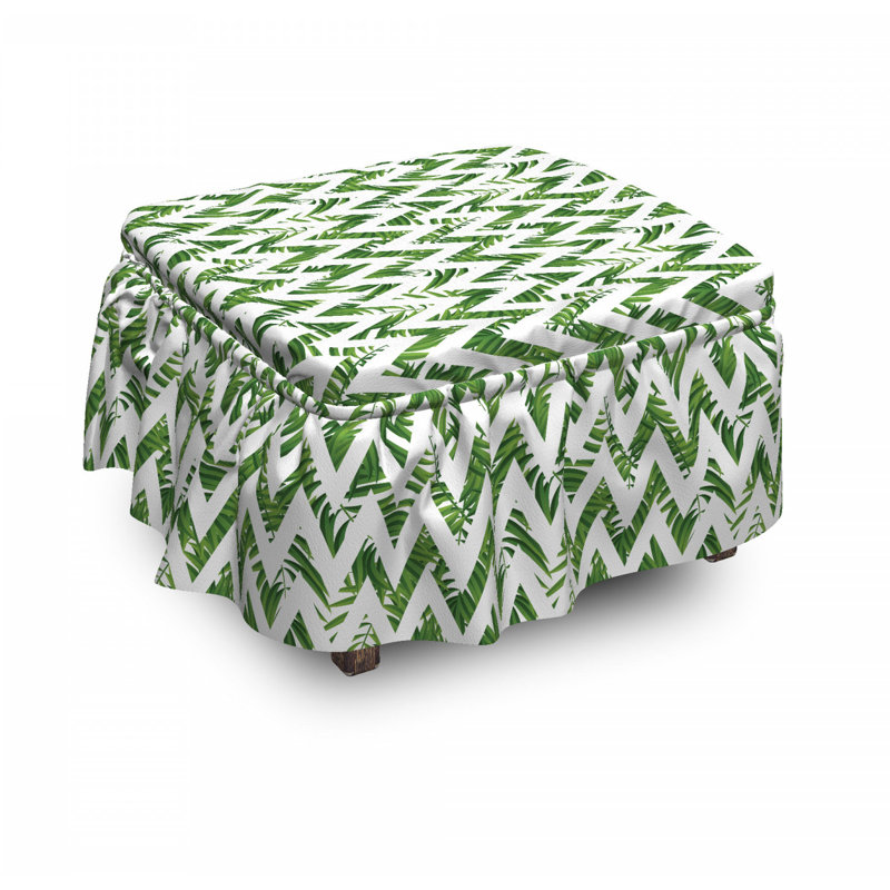 Ensemble de housse pour repose-pieds à coussins carrés 2 pièces palm leaf