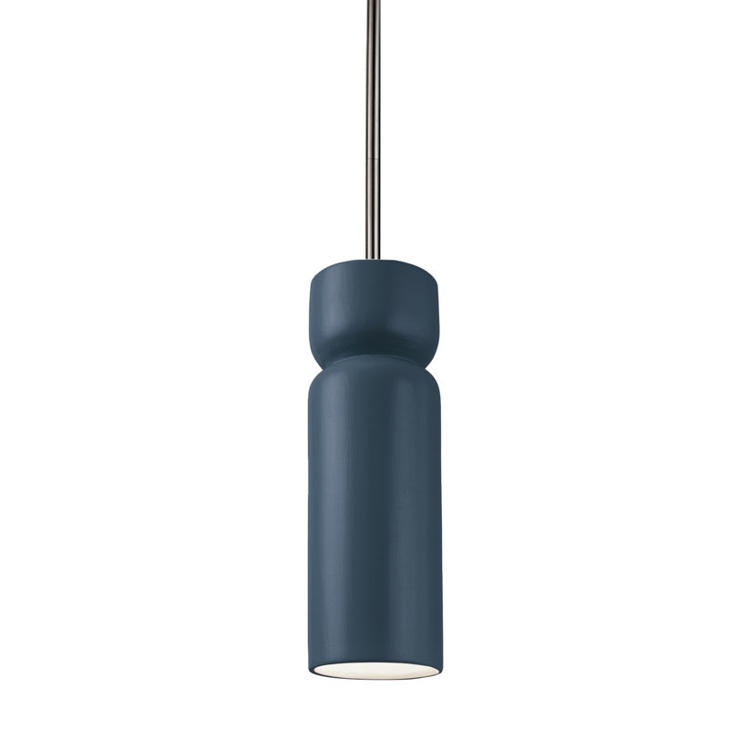 Luminaire suspendu cylindrique à 1 lumière Gokmen, Ciel à minuit, Nickel brossé