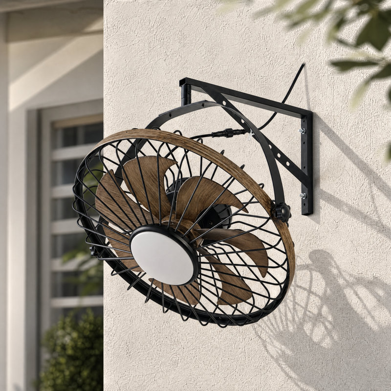 Ventilateur de plafond extérieur étanche de 50 cm (20 po) avec éclairage DEL à intensité variable et télécommande, montage mural ou encastré
