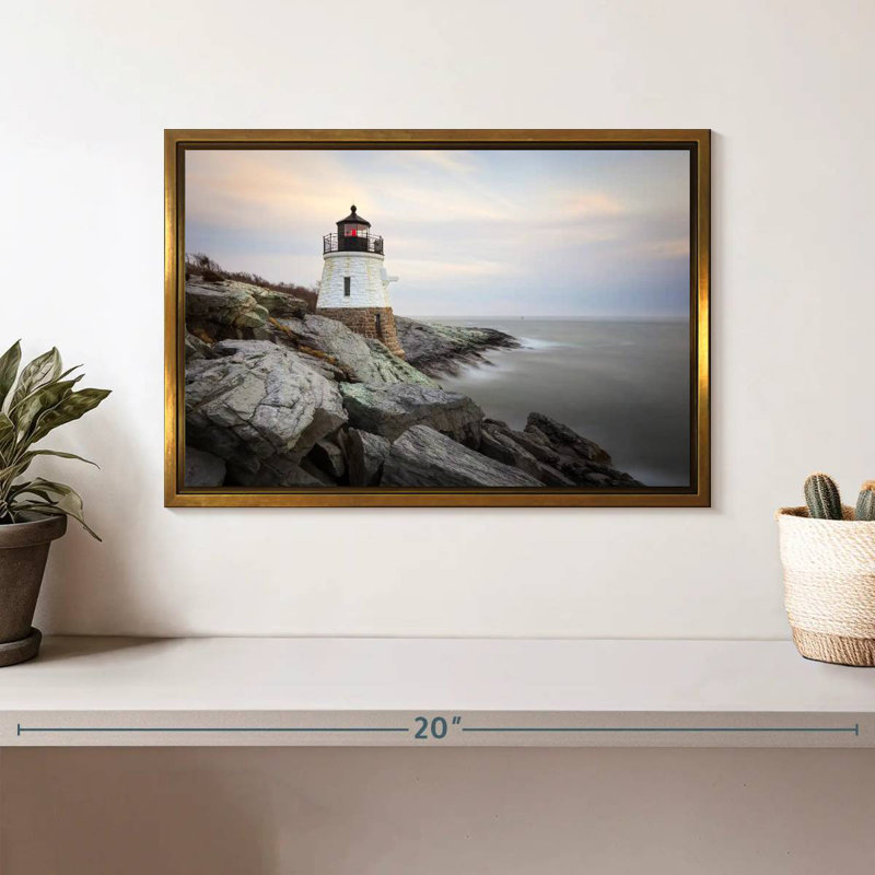 Phare de Coastal Castle Hill, Cadre flottant doré, 13 po x 9 po