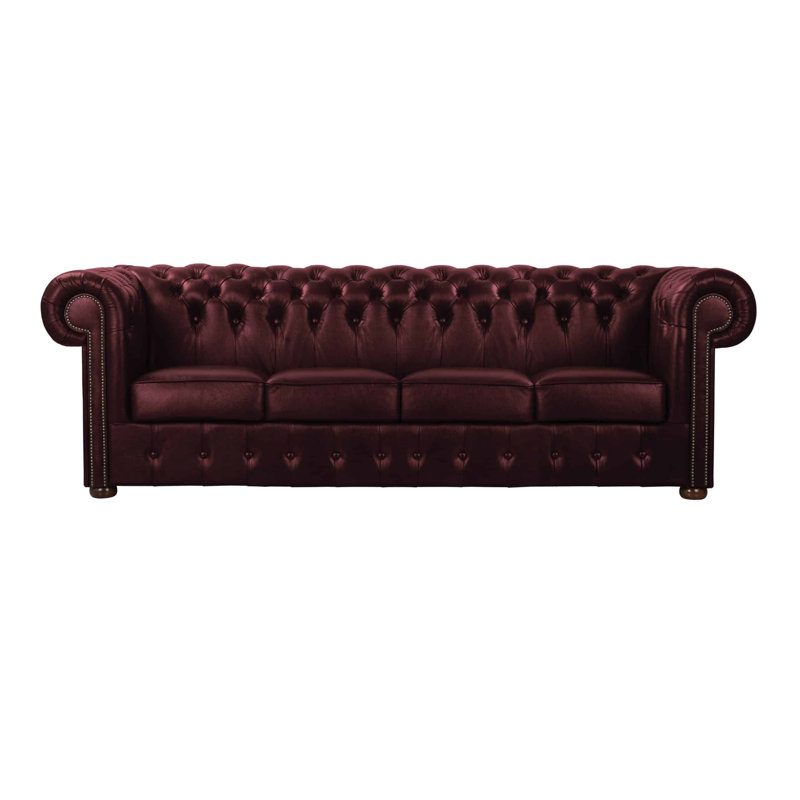 Tamberg Genuine Leather Sofa, Cherry, 4