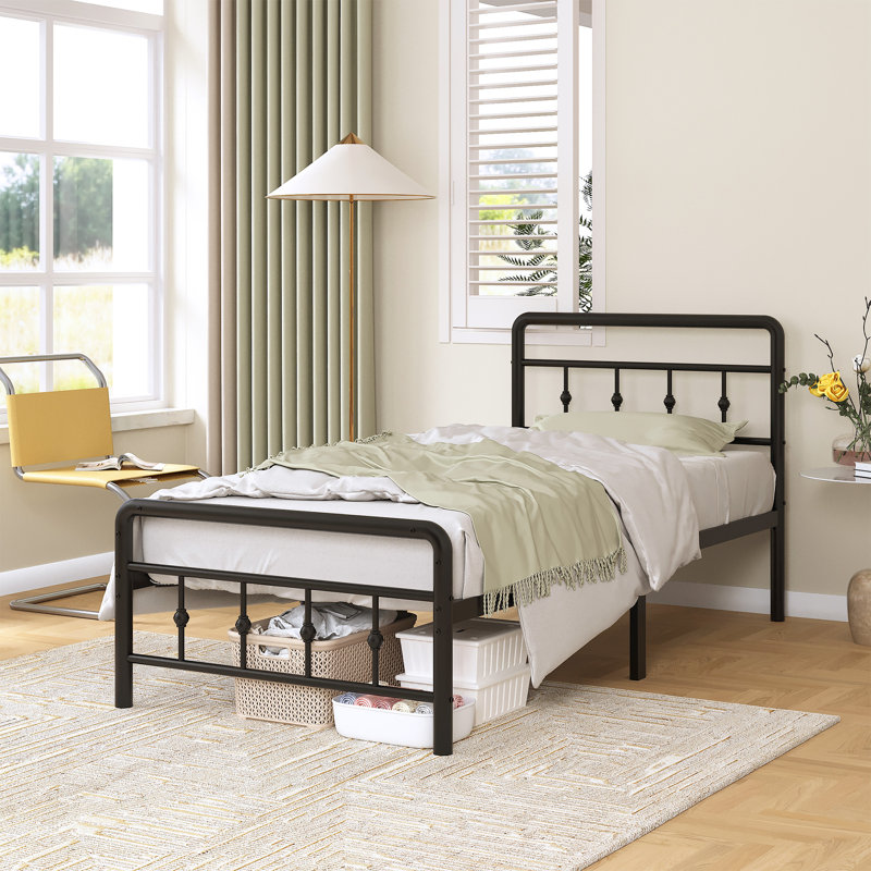 Cadre de lit 14 pouces avec tête et pied de lit, Très grand simple