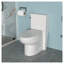 WC monobloc en céramique blanche avec abattant à fermeture ralentie et siphon caréné