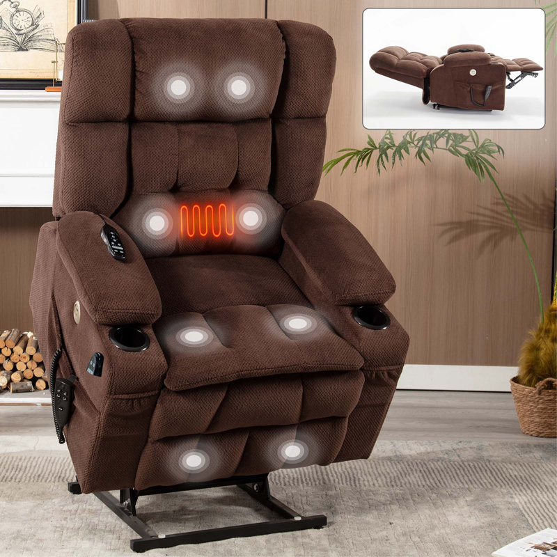 Fauteuil inclinable à double moteur en chenille à 2 positions avec porte-gobelet, massage par vibration à 8 points et chauffage lombaire