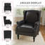 Fauteuil à oreilles en similicuir noir rembourré avec garniture cloutée Duward-374568034