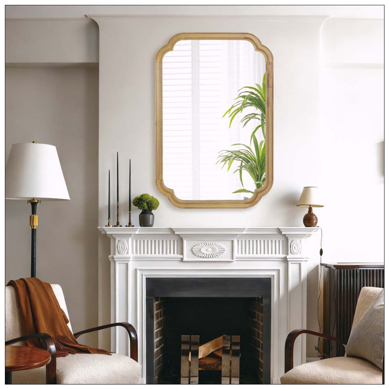 Solid Wood Frame  Mirror, Natural Wood