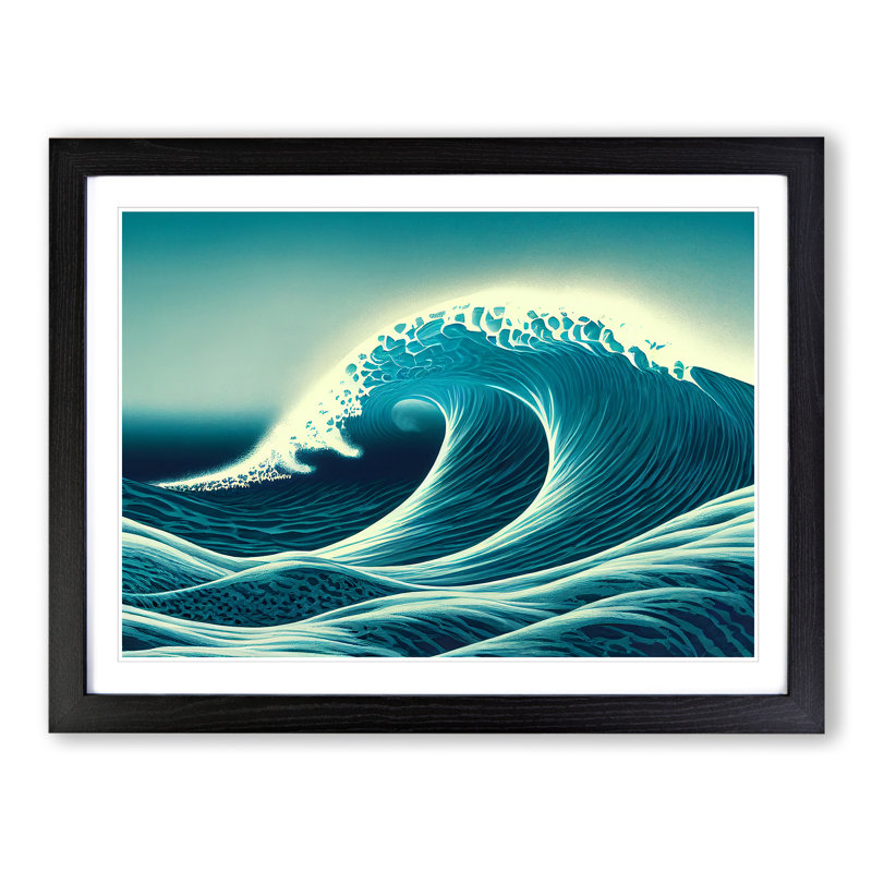XH1022-567X An Adventurous Ocean Wave 1 Piece Single Picture Frame Wall Art, 25cm H x 34cm W x 2cm D, Black