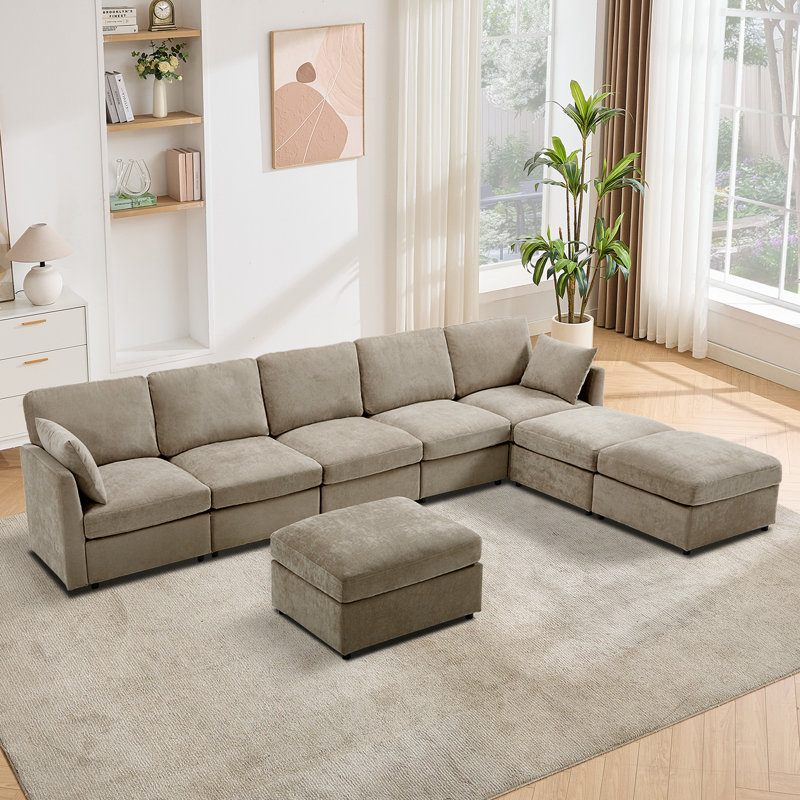 Canapé modulaire 110 po rembourré modulaire moderne, Chenille kaki