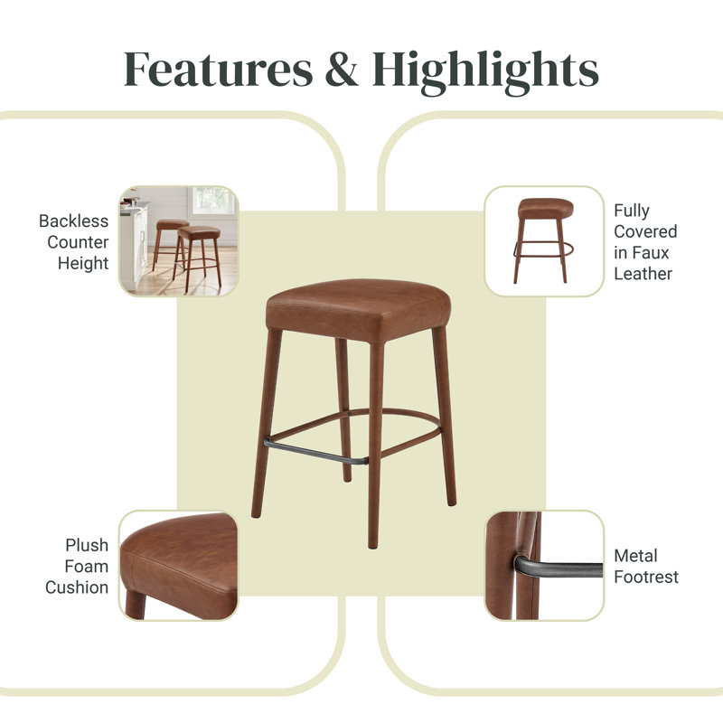 Humes Upholstered Backless Counter Stool