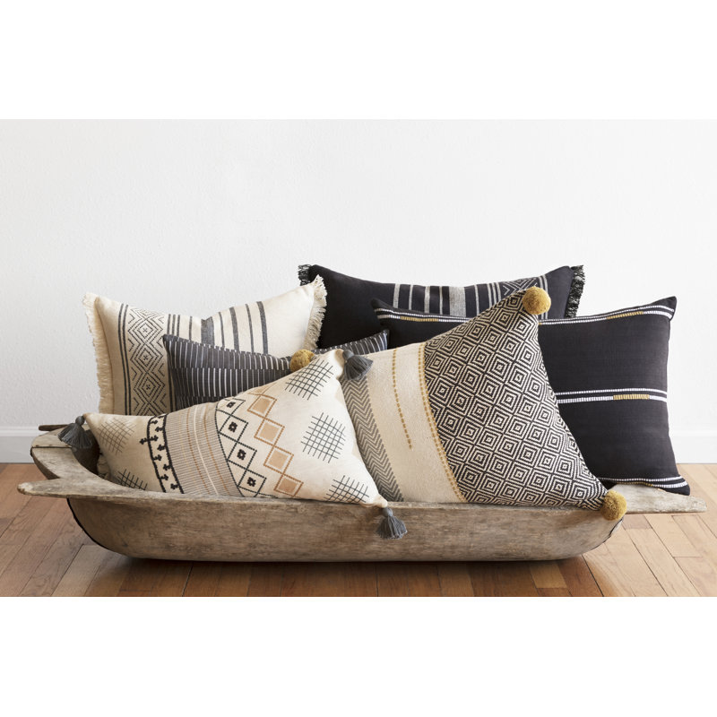 Elamin Geometric Cotton Blend Reversible Throw Pillow, No Fill