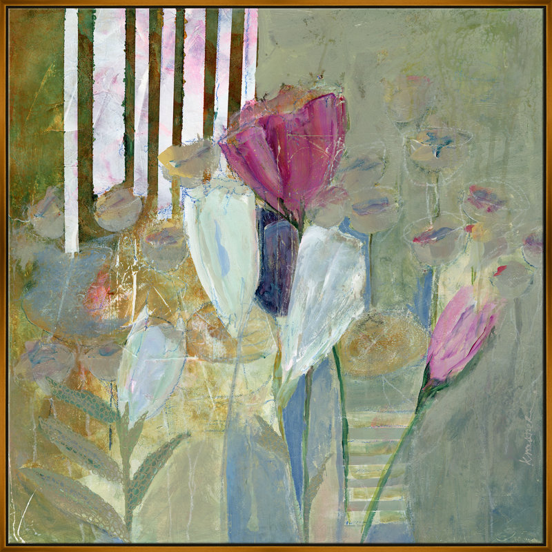 Pivoines et tulipes par Jill Krasner, Cadre doré