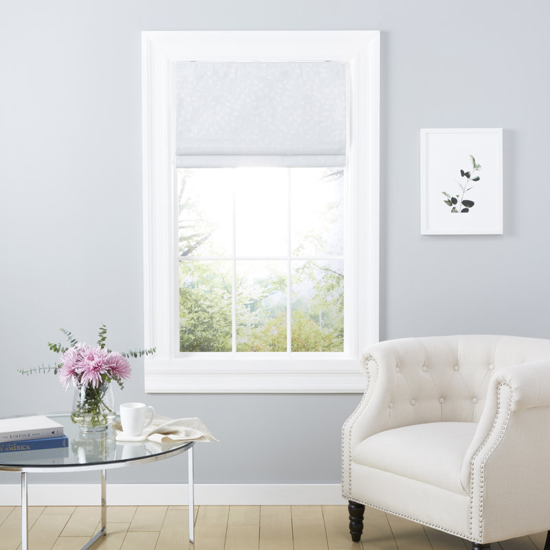 Blackout Roman Shade, White, 27" W x 64"L