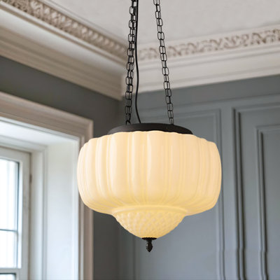 Grand luminaire suspendu en verre de lait