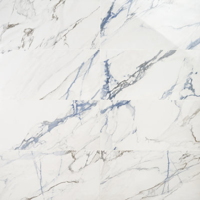 Carreau de porcelaine poli 11,81 po x 23,62 po Calacatta Indigo