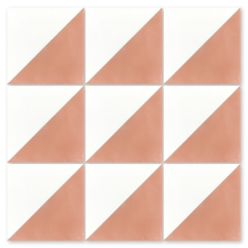 Man Overboard 8" x 8" Cement Wall & Floor Tile, Smoky Coral & White