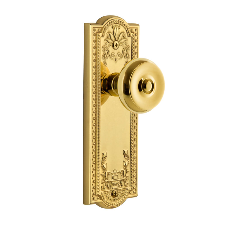 Grandeur Parthenon Plate Single Dummy with Bouton Door Knob, Polished Brass