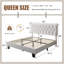 Grand cadre de lit tapissier avec tête de lit, base de lit en lin touffeté à boutons, lit plateforme avec lattes de bois, robuste, facile à assembler, aucun sommier tapissier requis, blanc-1063459764-1063459760