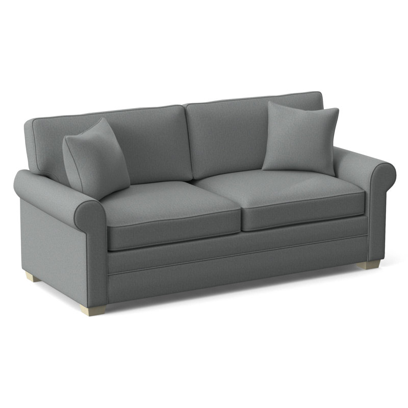 Bedford Upholstered 86'' Sofa, Light Blue Performance Fabric; 0851-55, Flax