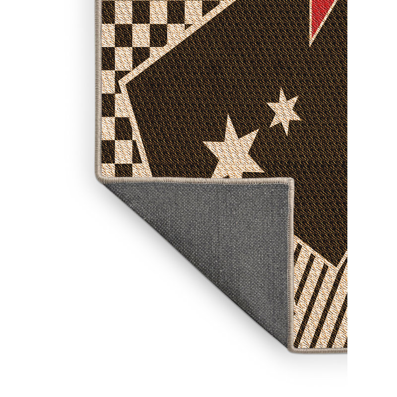 Tapis géométrique noir / rouge / beige, Rectangle 8 pi x 10 pi