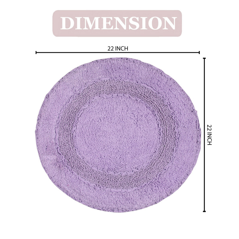 Plush Cotton Round shape bath Rug, Purple, 22"W x 22"L