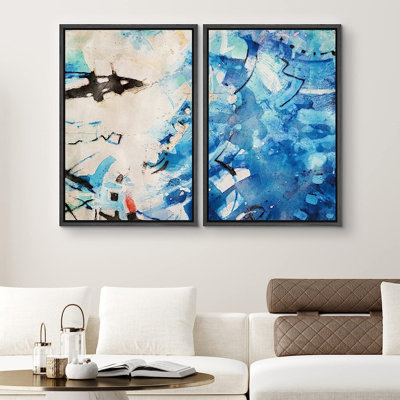 «Colorful Brushstrokes», ensemble de reproductions d'art sur toile abstraites bleues, formes d'art géométriques, illustrations, art moderne, contemporain, multicolore coloré, ultra pour le salon, la chambre à coucher et le bureau
