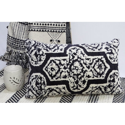 Embroidered Cotton Blend Throw Pillow