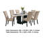 Ensemble de table de salle à manger 7 pièces Ronda avec plateau en marbre, chaises en tissu beige, blanc-118445293