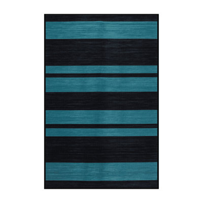 Machine Washable Horizontal Stripes Gray Area Rug