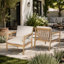Fauteuil d'extérieur en bois d'acacia, ensemble de 2, fauteuil club de patio avec coussins, teck clair