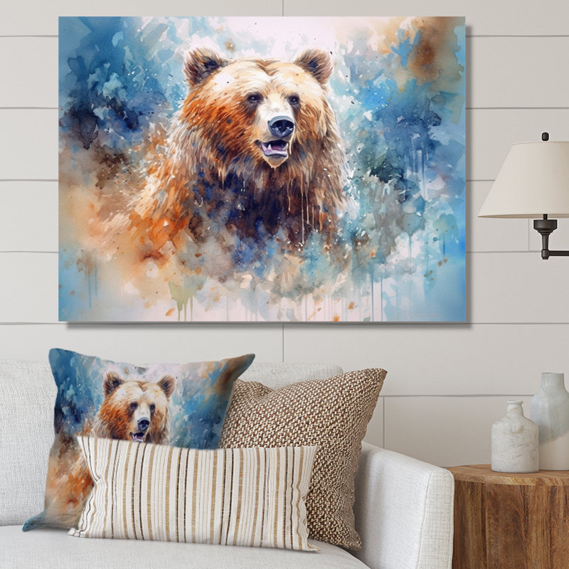 «Majestic Grizzly I» sur toile, Toile tendue, H 16 po x l 32 po x P 1 po