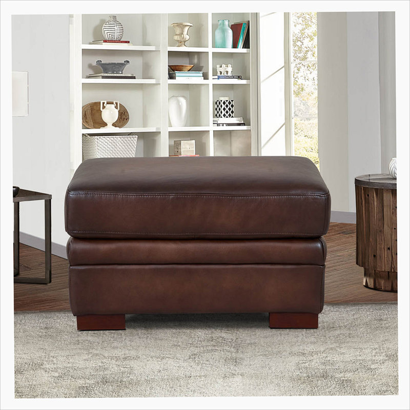 Repose-pieds en cuir Brookfield, Caramel