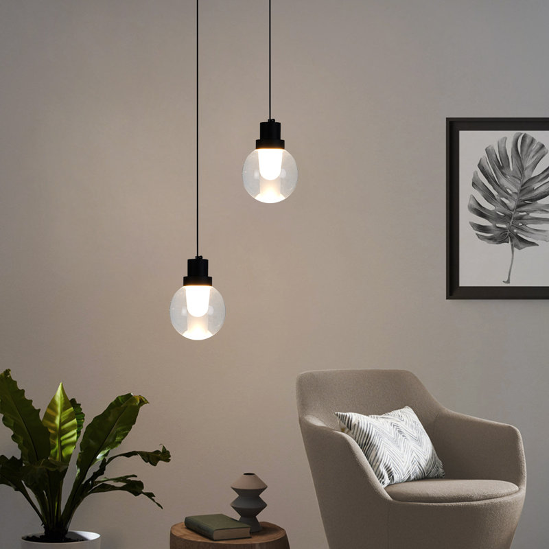 Mini-luminaire suspendu sphérique transparent 1 lumière