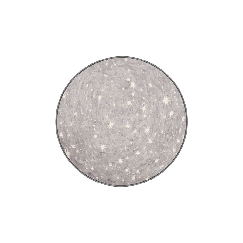 Tapis gris soyeux et moelleux, Rond 3 pi