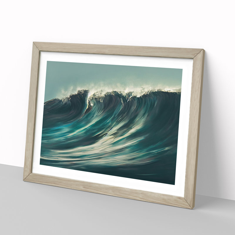 Intense Ocean Wave - Framed Print, 46cm H x 64cm W x 2cm D, Oak Framed