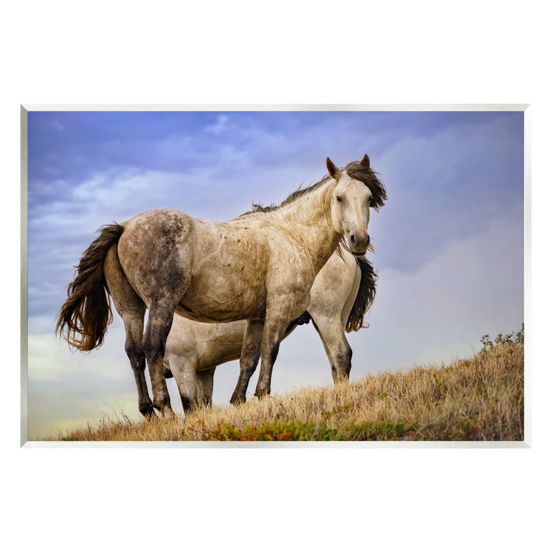 Art mural sur toile flottant "Wild Stallions" par Rick Berk, H 13 po x l 19 po x P 0,5 po, Bois