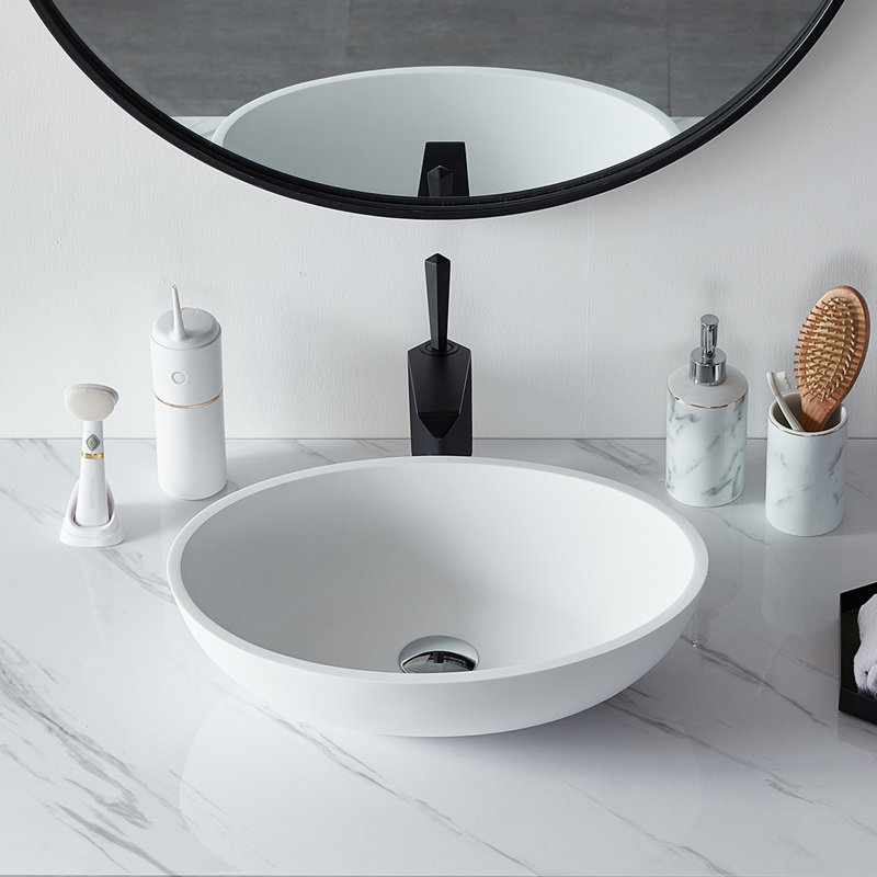 Lavabo de salle de bain vasque ovale blanc mat L 20 po x l 14 po x H 6 po Pensen