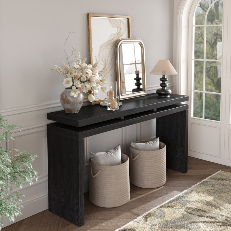 Console Farmhouse - Table d'entrée en bois rétro avec suspension à double panneau