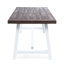 Table d'extérieur rustique en bois avec structure en métal blanc, fini sablé brun foncé, 75 cm (H) x 178 cm (L) x 90 cm (P), charge maximale 136 kg, plateau à lattes, ensemble de montage et plateau inclus.
