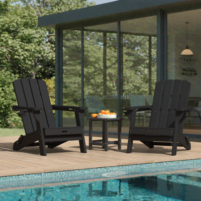 HDPE Foldable Adirondack Chairs With Double Cup Holders With Durable Side Table