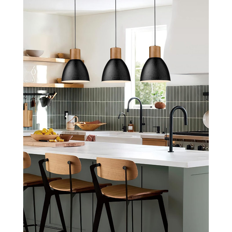 3 hammer patterned pendant lights
