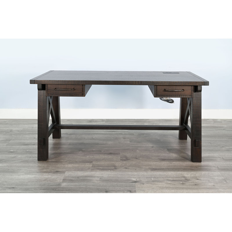  Vivian Writing Desk with Power Plug, Brown