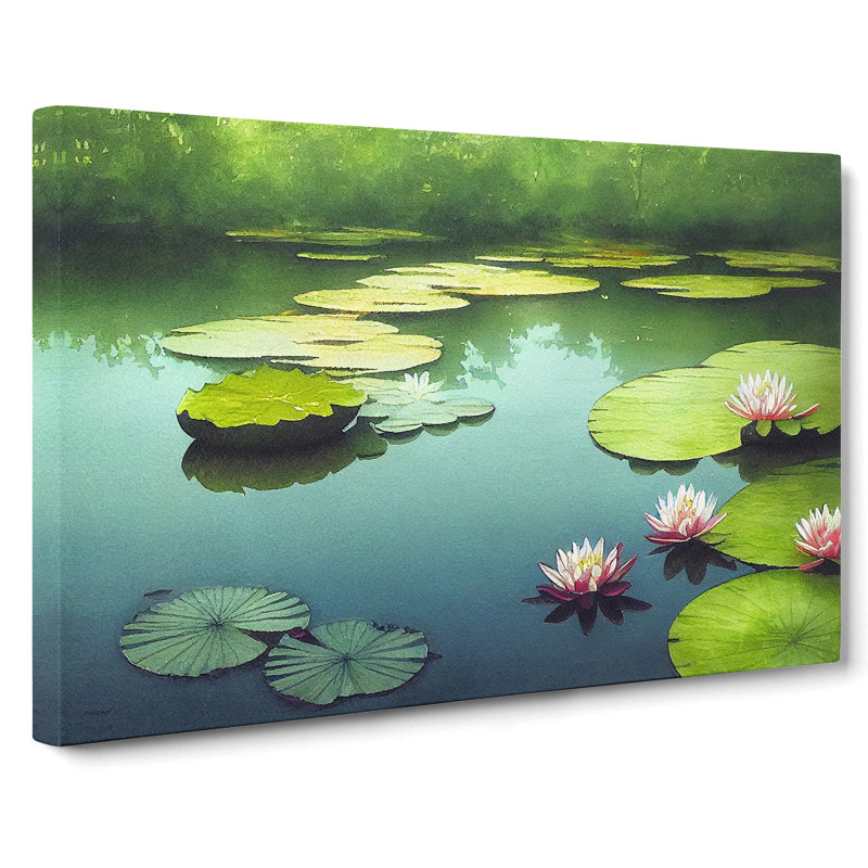 Lily Pond Watercolour Vol.4 - Wrapped Canvas, 35cm H x 50cm W x 3cm D