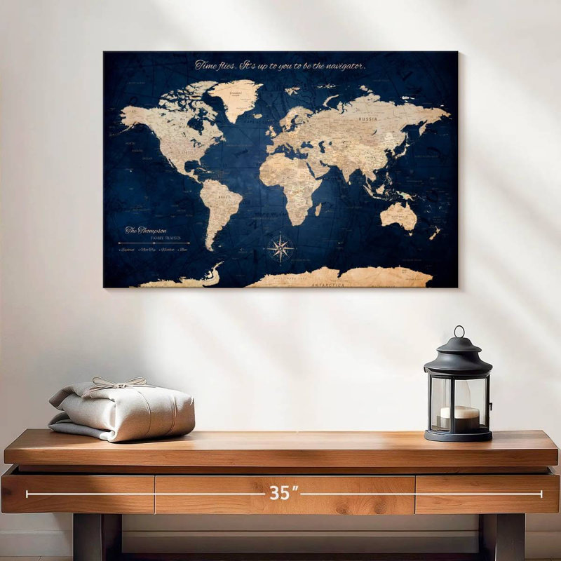 Carte du monde personnalisée, H 16 po x l 24 po, Oui