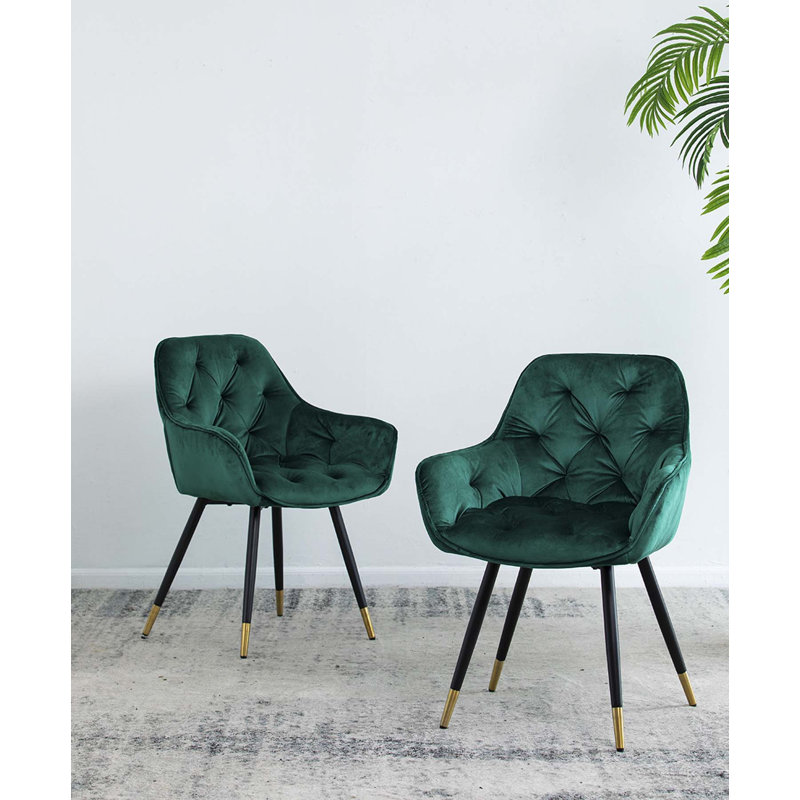 18'' H Tufted Velvet Armchair, Teal
