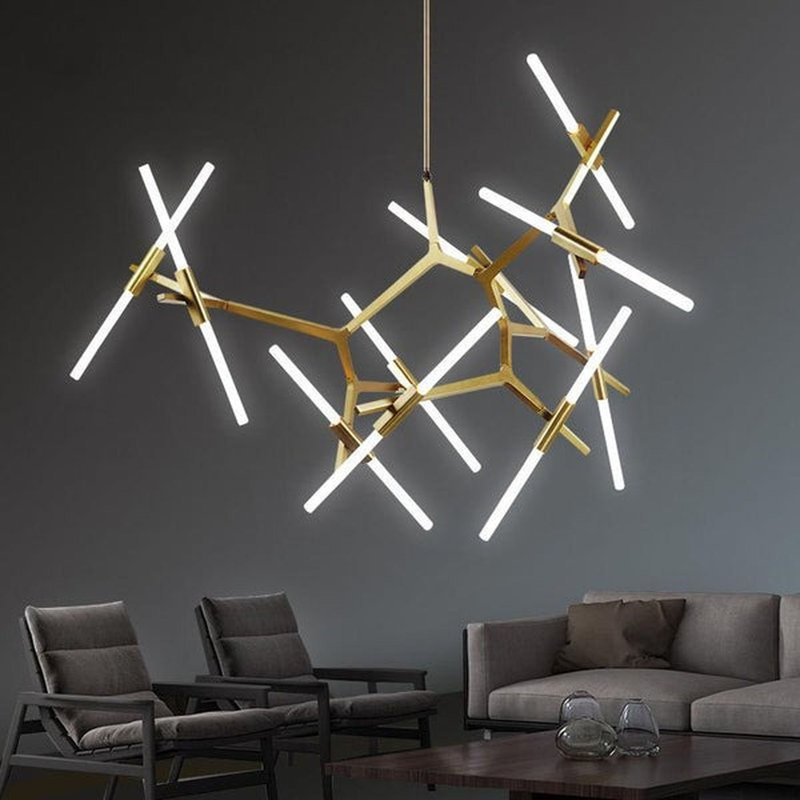 Lustre 7 lumières Mecosta, Laiton laqué